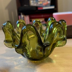Vintage mid century Italian green glass